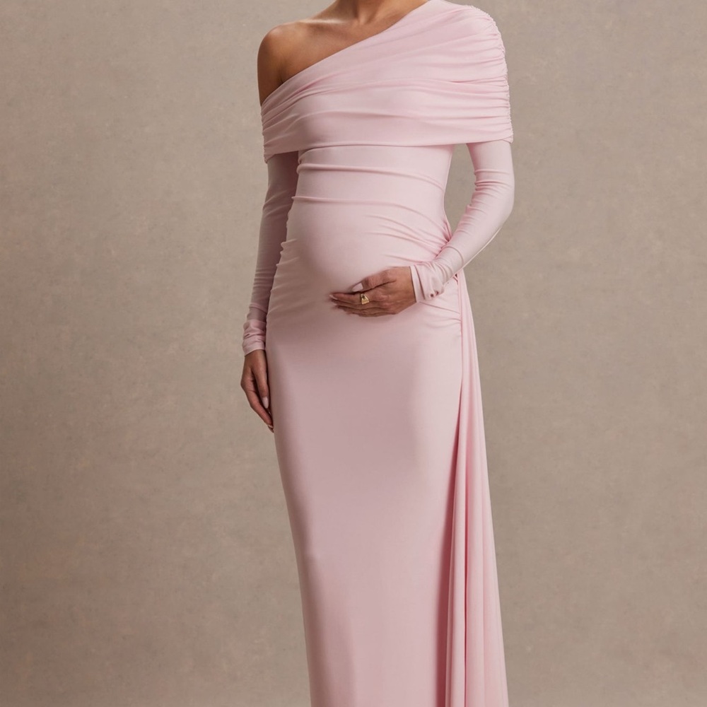 Club L London Blush Asymmetrical Maternity Dress - Amara